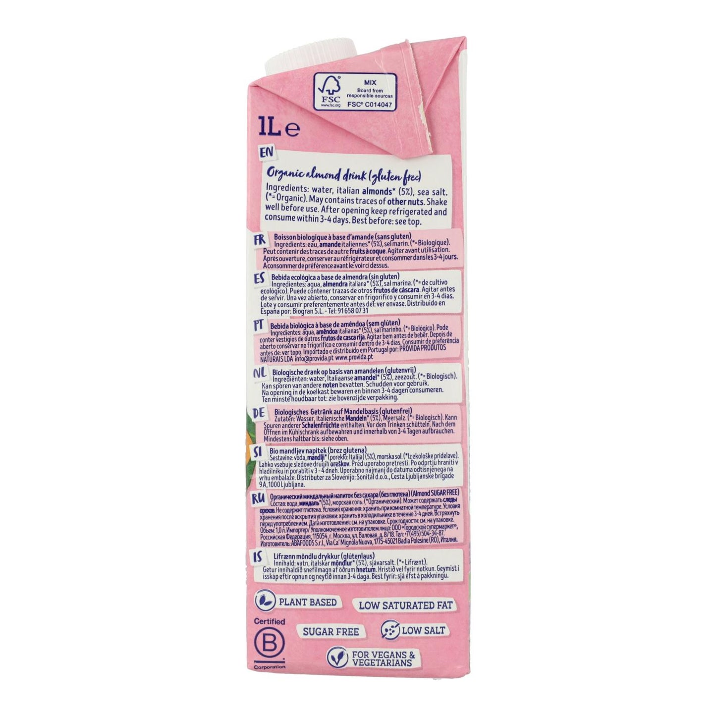 Zuckerfreies Mandelgetränk Bio Isola Bio 1 l