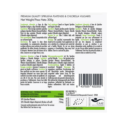 Bio-Spirulina- und Chlorella-Mix, 600 Tabletten Aldous Bio