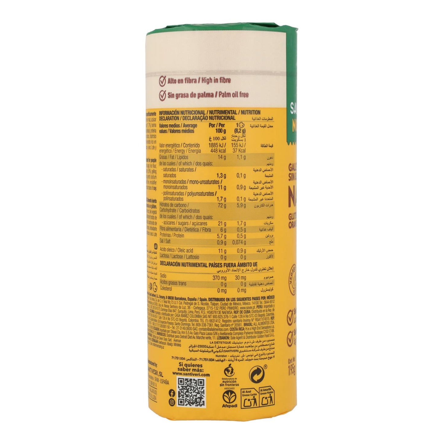 Biscotti al gusto di arancia senza glutine Santiveri Noglut 195 g