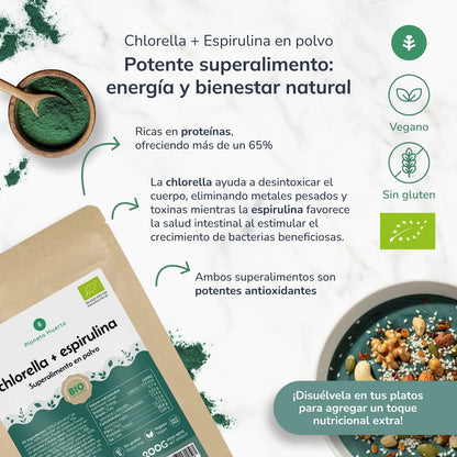 Chlorella + Spirulina Pulver Planeta Huerto 200 g