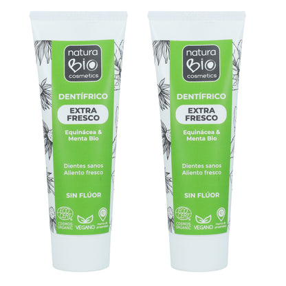 PROMO pack of 2 fluoride-free organic mint and echinacea toothpastes, NaturaBio 75 ml