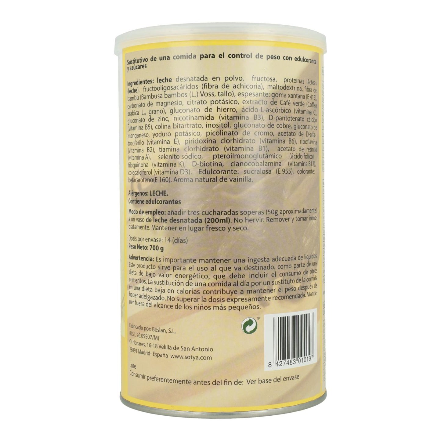 Mättande vaniljshake Sotya, 700 g