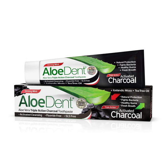 Dentifricio all'aloe con carbone attivo AloeDent 100 ml