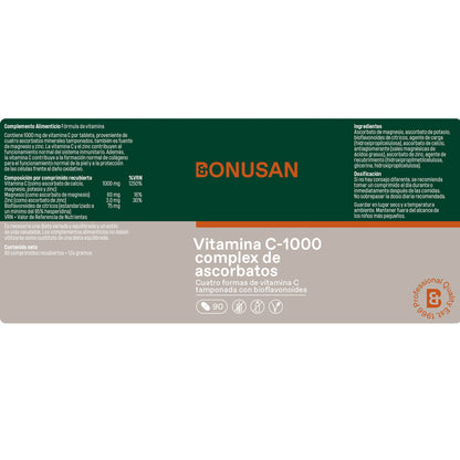 Complexe de vitamine C-1000 d'ascorbates, Bonusan 30