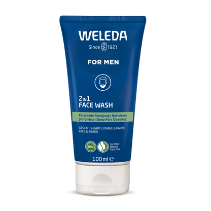 Weleda 2-in-1 Face & Beard Cleansing Gel for Men, 100 ml.