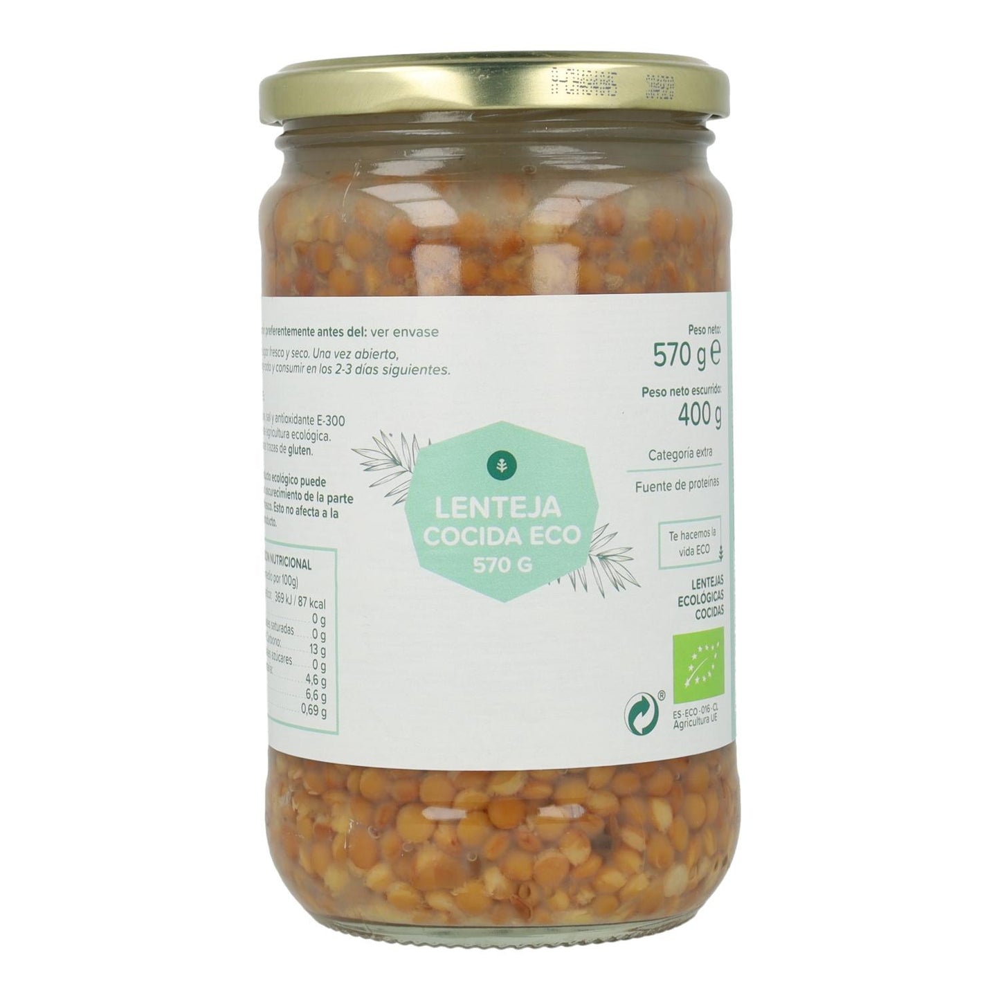 Pack 6x Lentilles cuites ECO Planeta Huerto 570 g