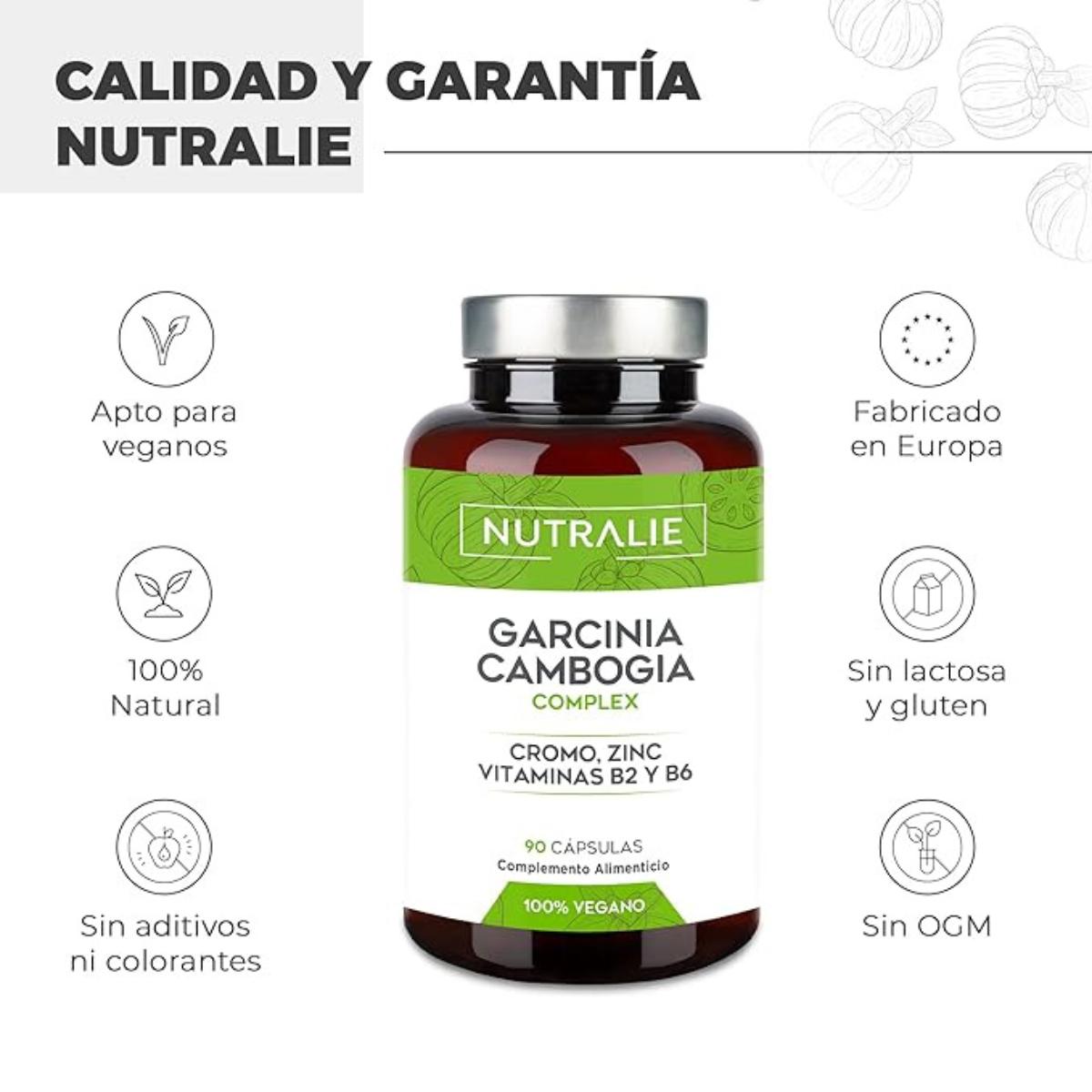Nutralie Garcinia Cambogia + Chrom + Zink + Vitamine B2 und B6 90 Kapseln