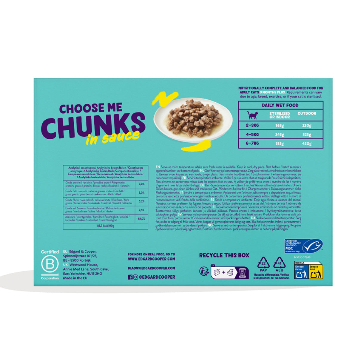 Multipack 24 x 85 g Brokjes in saus Edgard & Cooper natvoer