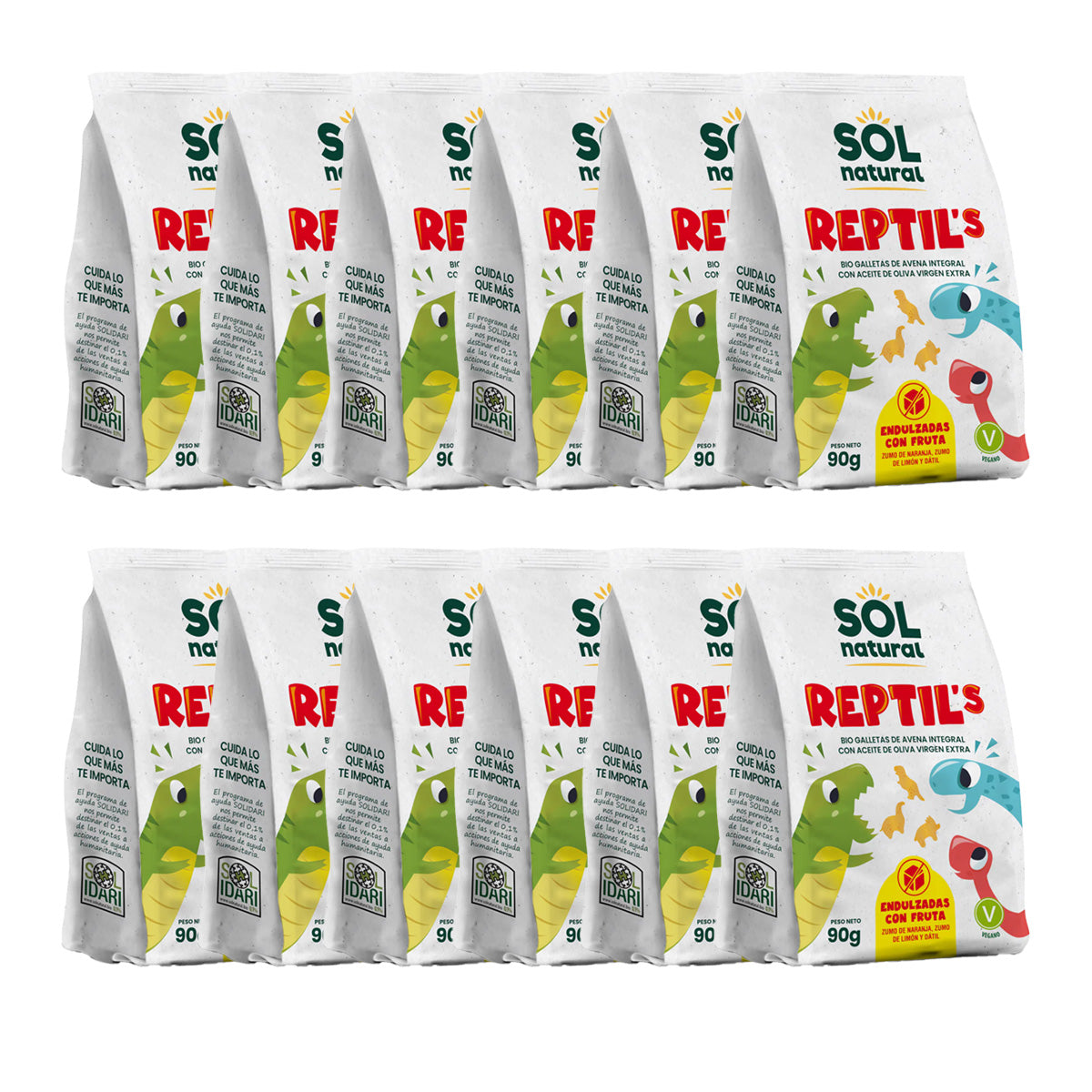 12er-Pack Bio-Kekse mit Hafer und Früchten für Kinder Sol Natural 90 g