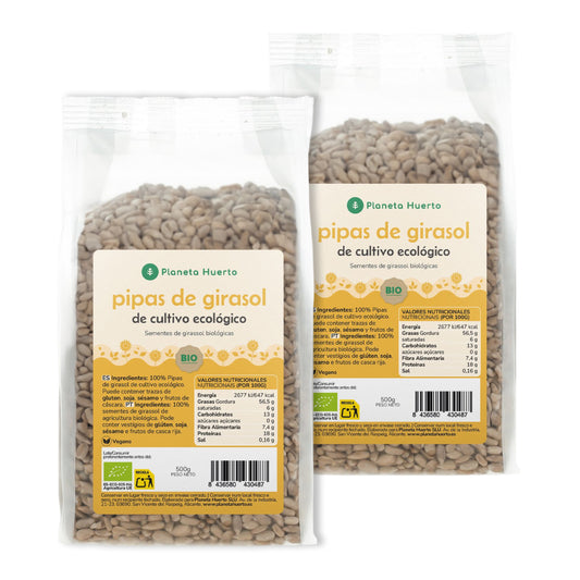 Pak 2x gepelde zonnebloempitten ECO Planeta Huerto 500 g