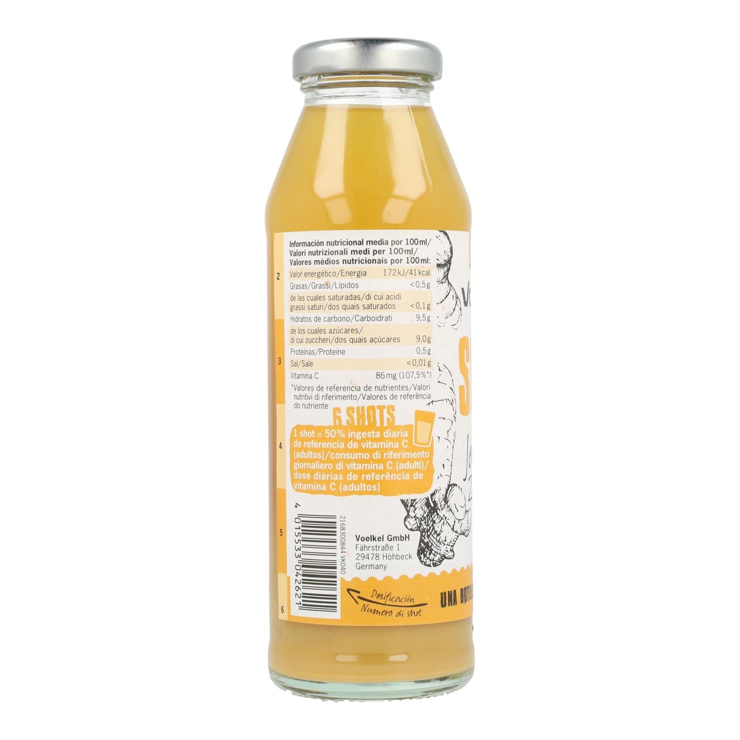 Gember SHOT (appel, acerola, citroen) Nieuwigheid Voelkel 280 ml