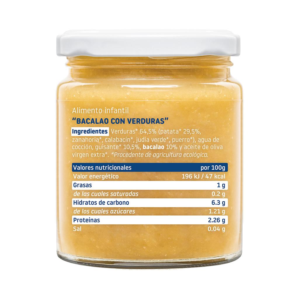 Lot de 12 petits pots BIO de légumes bio à la morue 230 g