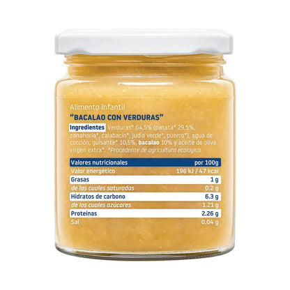 Lot de 12 petits pots BIO de légumes bio à la morue 230 g