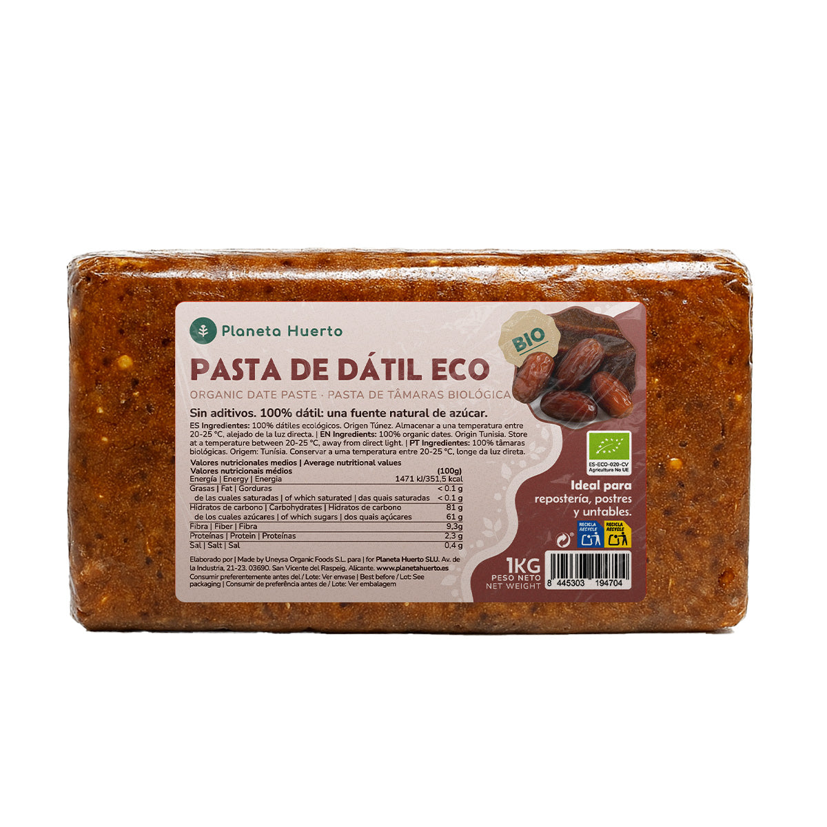 Pasta di datteri 100% naturale Planeta Huerto 1 kg