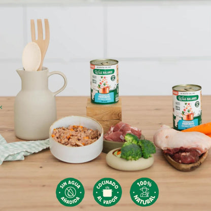 6-pack marknadsgryta med kalkon och kalvkött för hundar Wild Balance 400 g