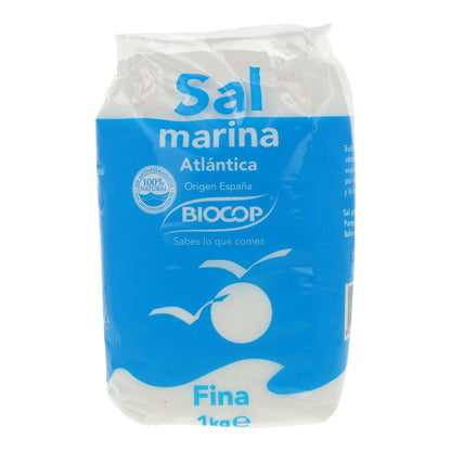 Pack of 2x Fine Atlantic sea salt, Biocop, 1 kg