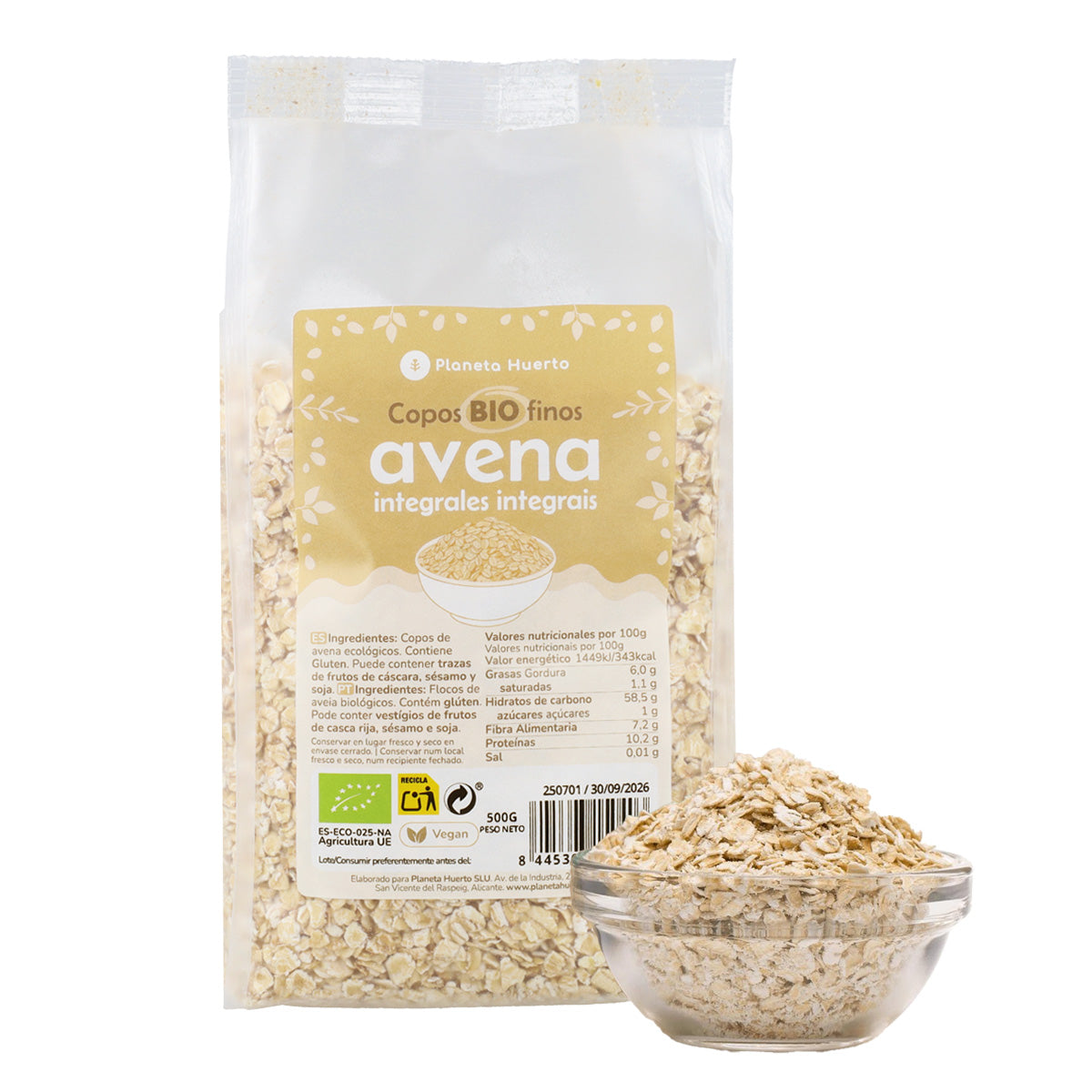 Fijne volkoren havervlokken ECO Planeta Huerto