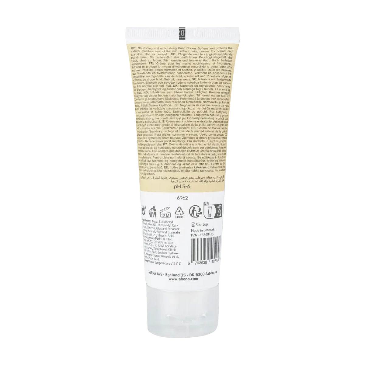 Crema mani 21% lipidi senza profumo Abena 75 ml