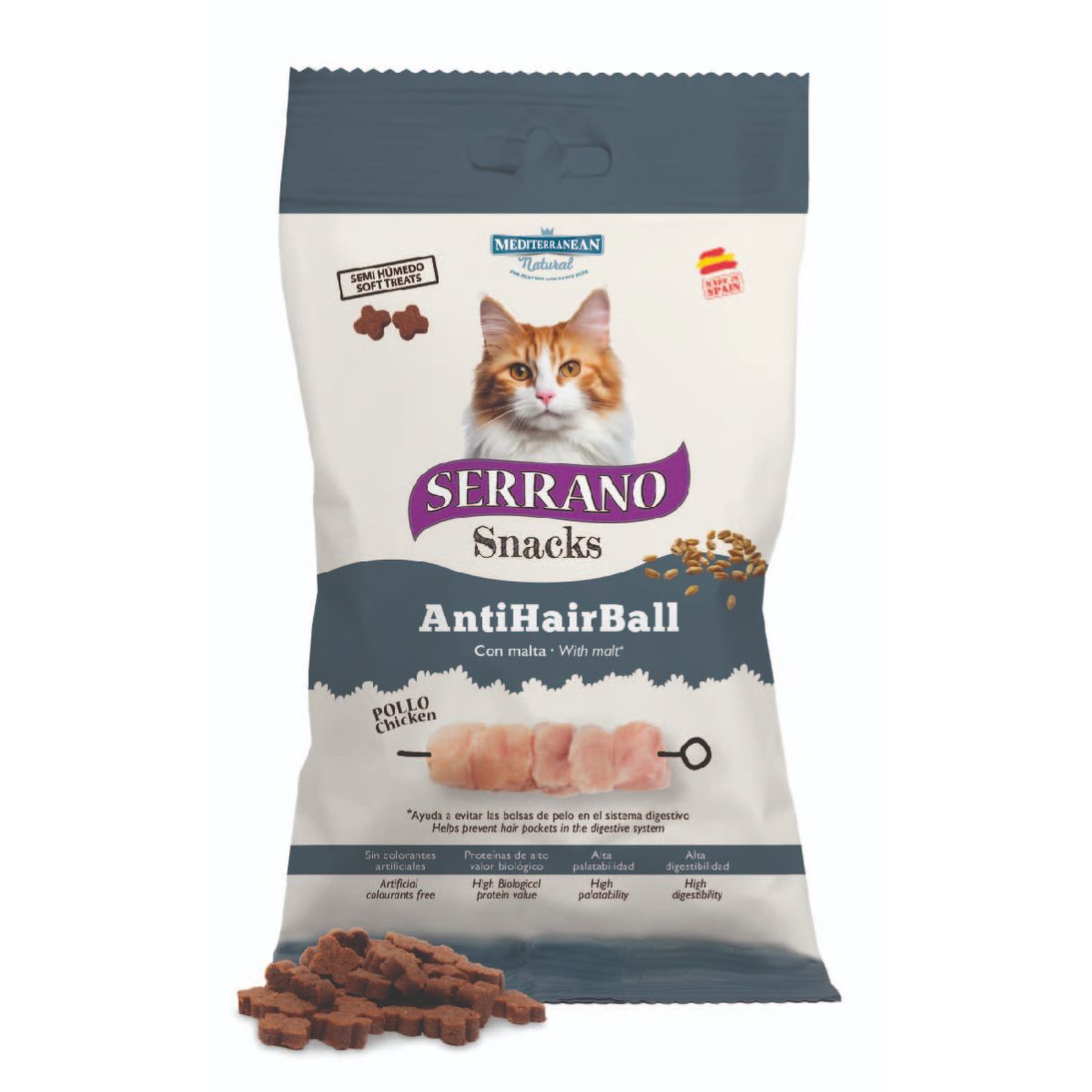 Serrano Snacks AntiHairBall au poulet et au malt pour chats 50 g