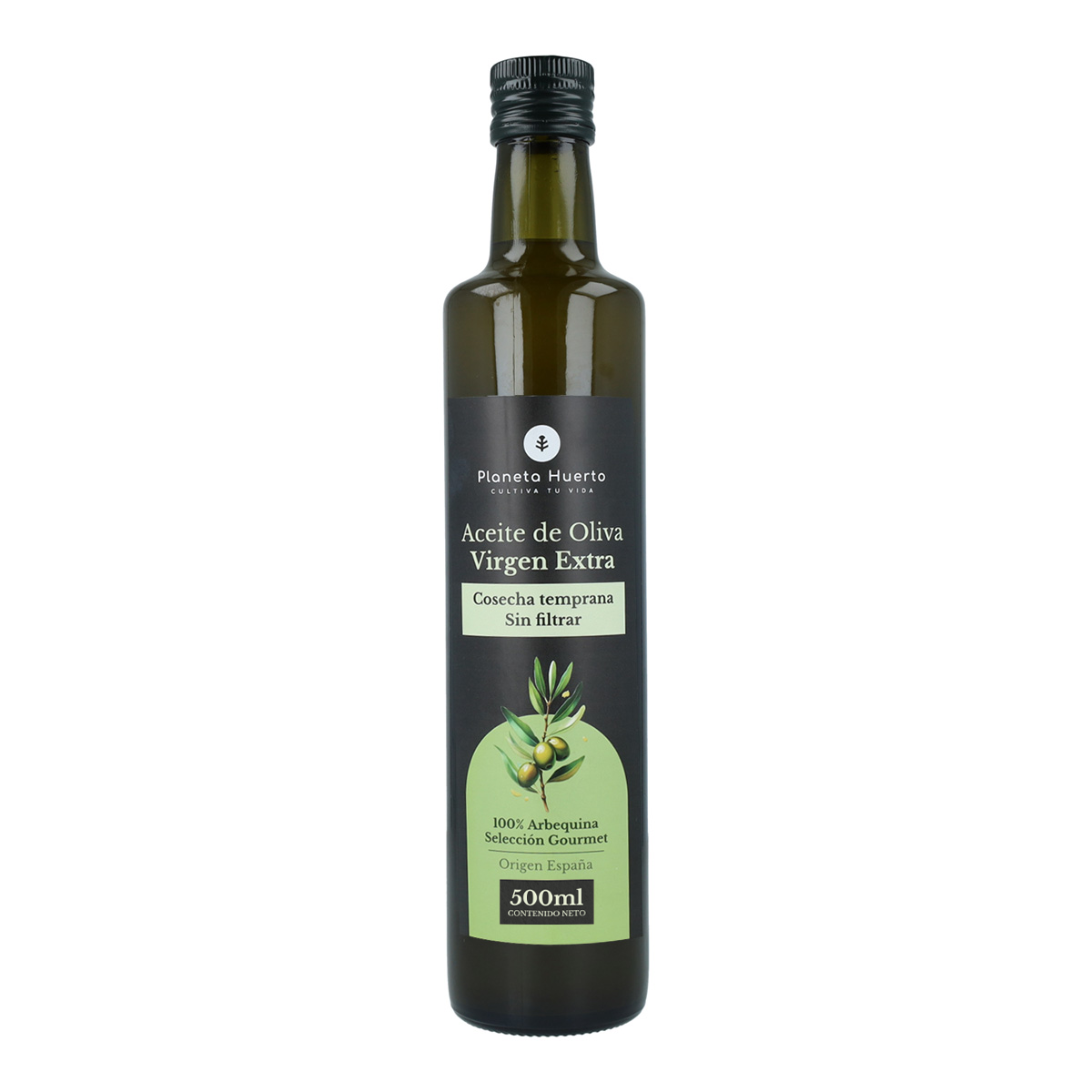 Pack of 3 Planeta Huerto unfiltered early harvest green extra virgin olive oil, 500 ml