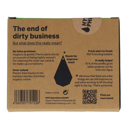 Bastoncini per le orecchie in bambù e cotone biologico Hydrophil, 100 pz