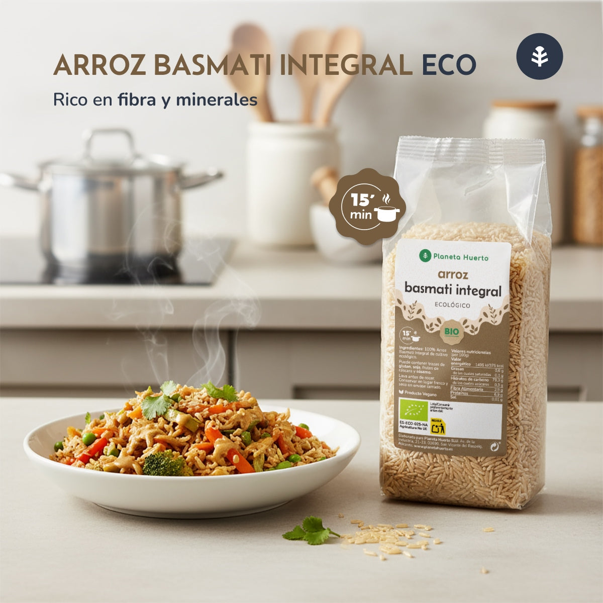 Förpackning med 2 x ECO Planet Garden Brown Basmati Rice 500 g