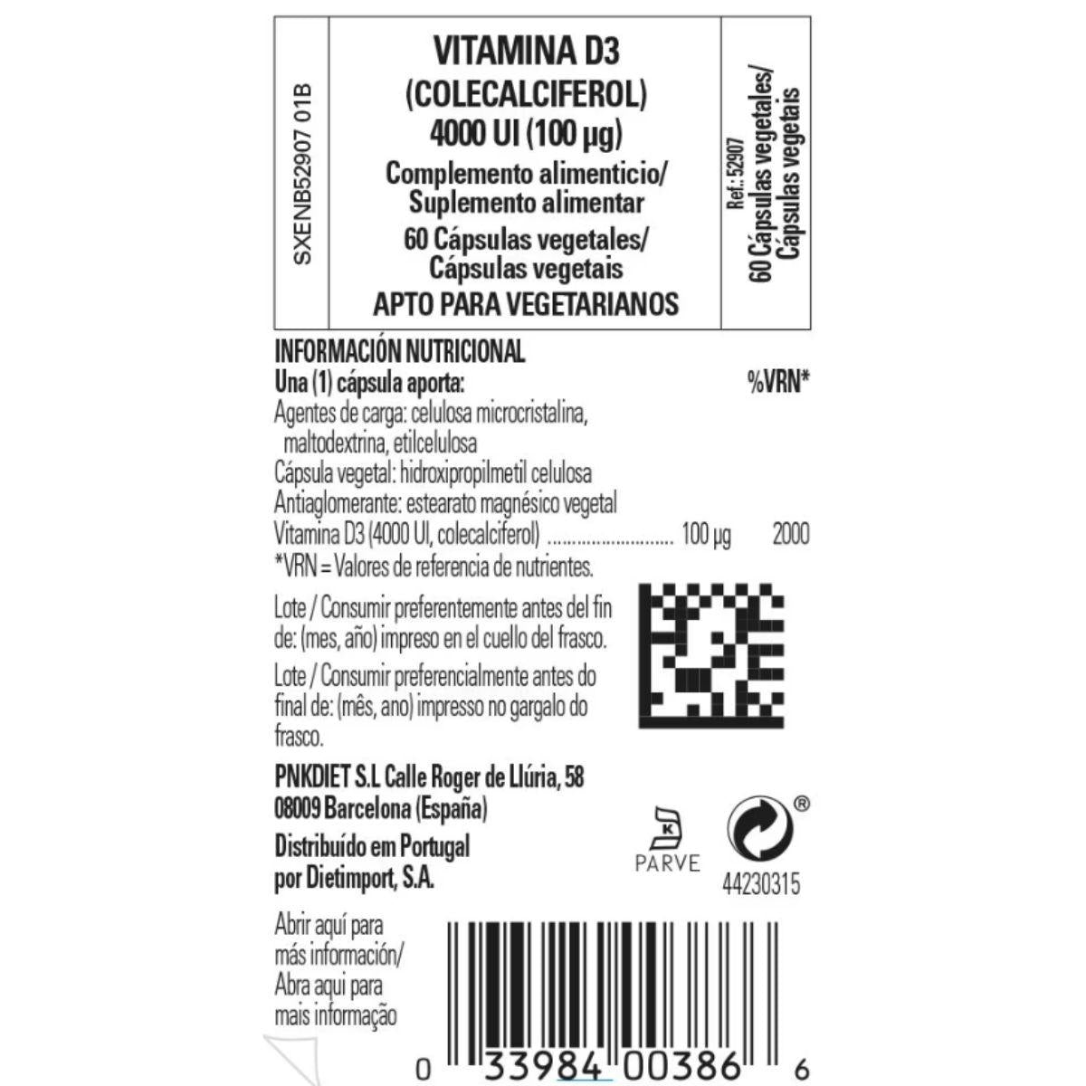 Vitamine D3 (cholécalciférol) 4000 UI (100 μg) 60 gélules végétales Solgar