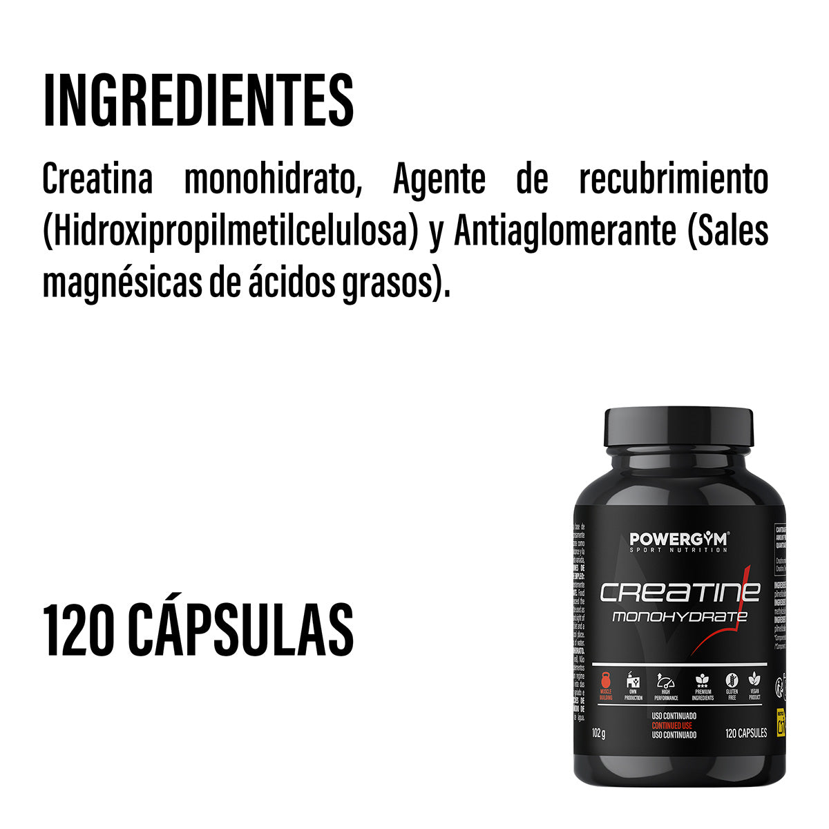 Créatine Powergym 120 gélules