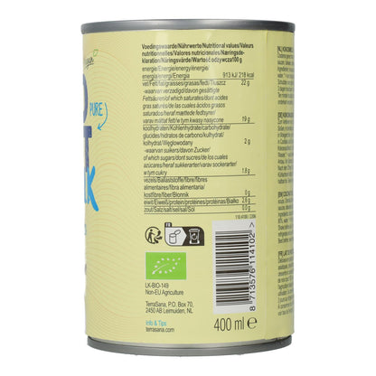 Lait de coco 80 % BIO Terrasana, 400 ml