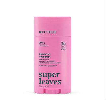 Super Leaves Deodorant – Kokosnuss und Waldfrüchte Twist and Glide, Attitude, 75 g