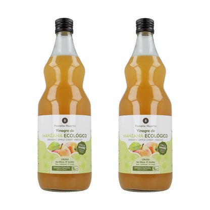 Pakket 2x ECO ongefilterde appelazijn met de moeder Planeta Huerto 1L