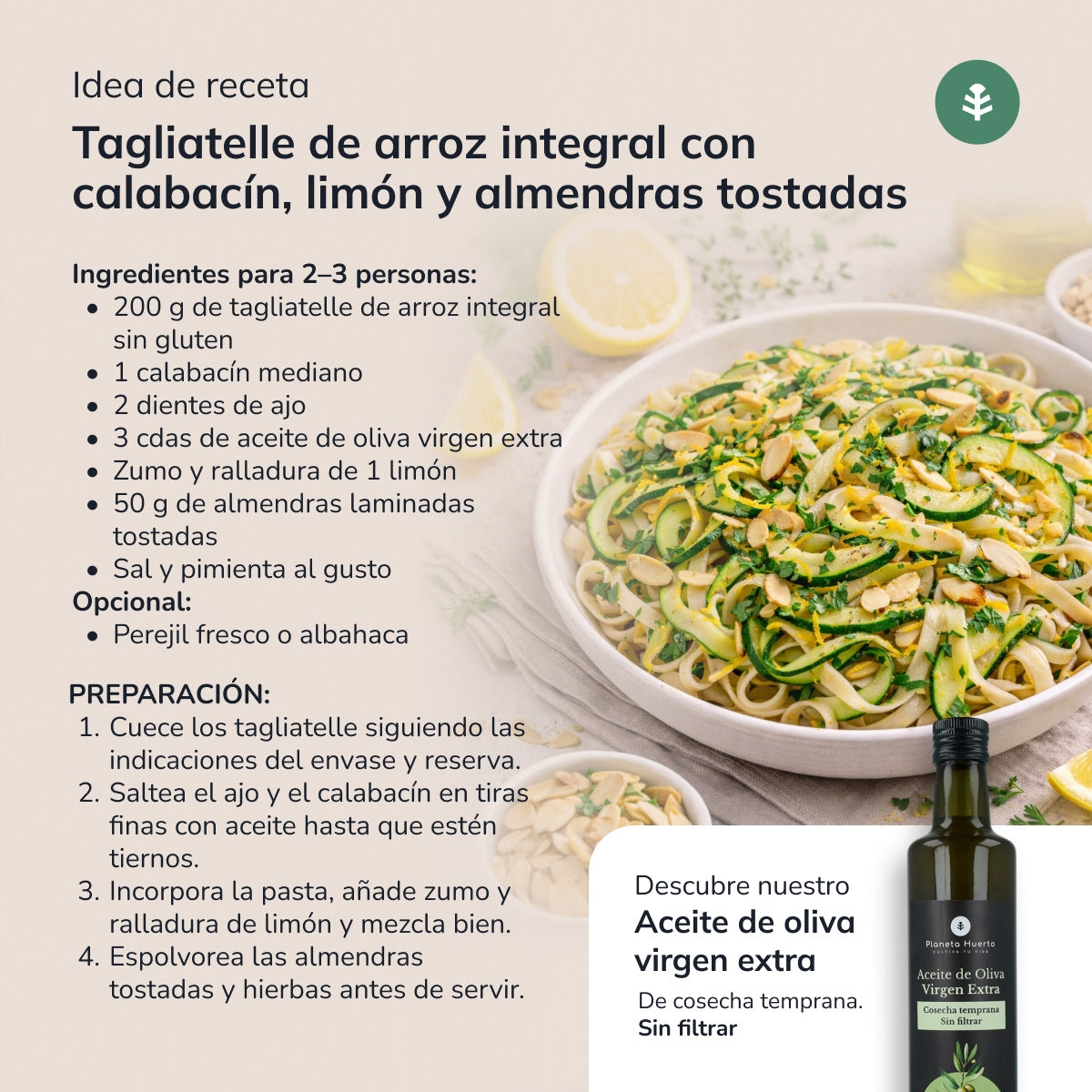 Tagliatelles de riz complet ECO sans gluten Planeta Huerto 350 g