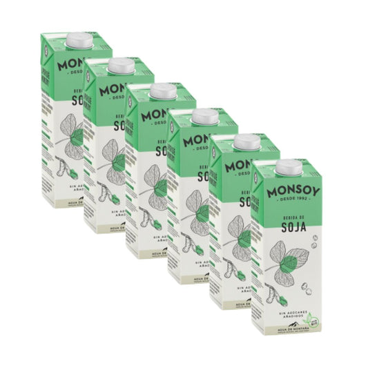 Pack of 6 Monsoy Organic Soya Drink, 1L
