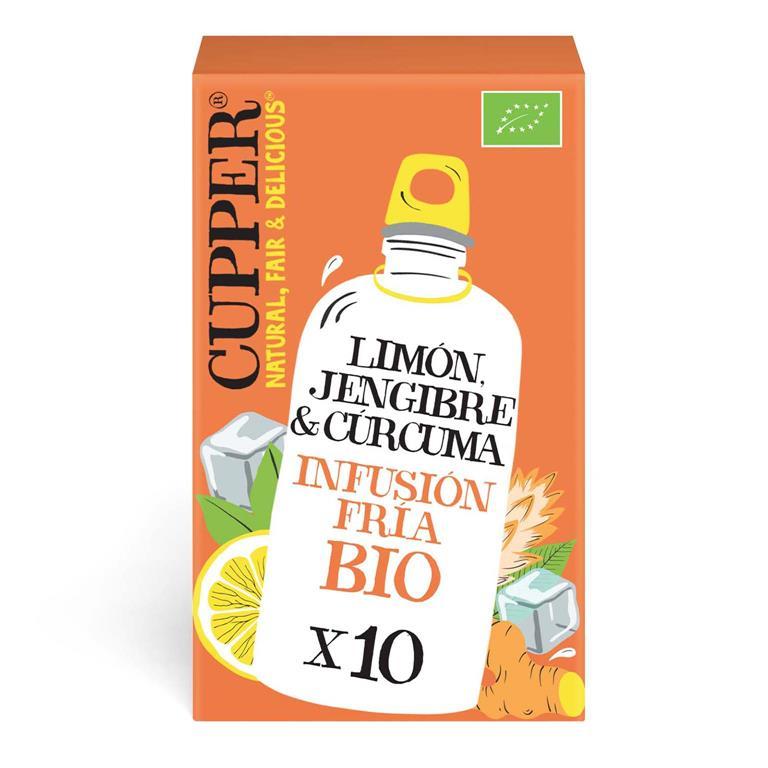 Infusion froide Bio Cupper au citron, gingembre et curcuma (10 sachets)