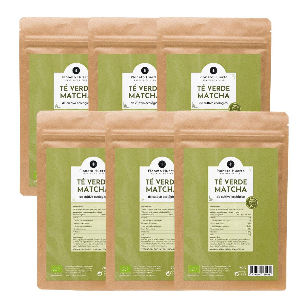 6xPack Tè Matcha in polvere ECO Planet Orchard 70 g