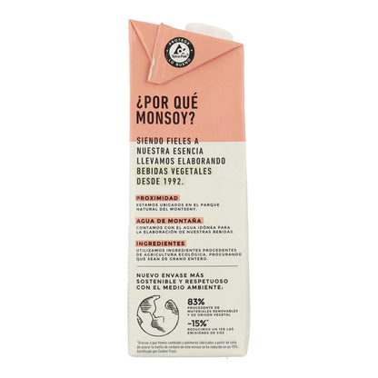 Lot de 6 boissons Monsoy bio au riz et aux noisettes (1 L).