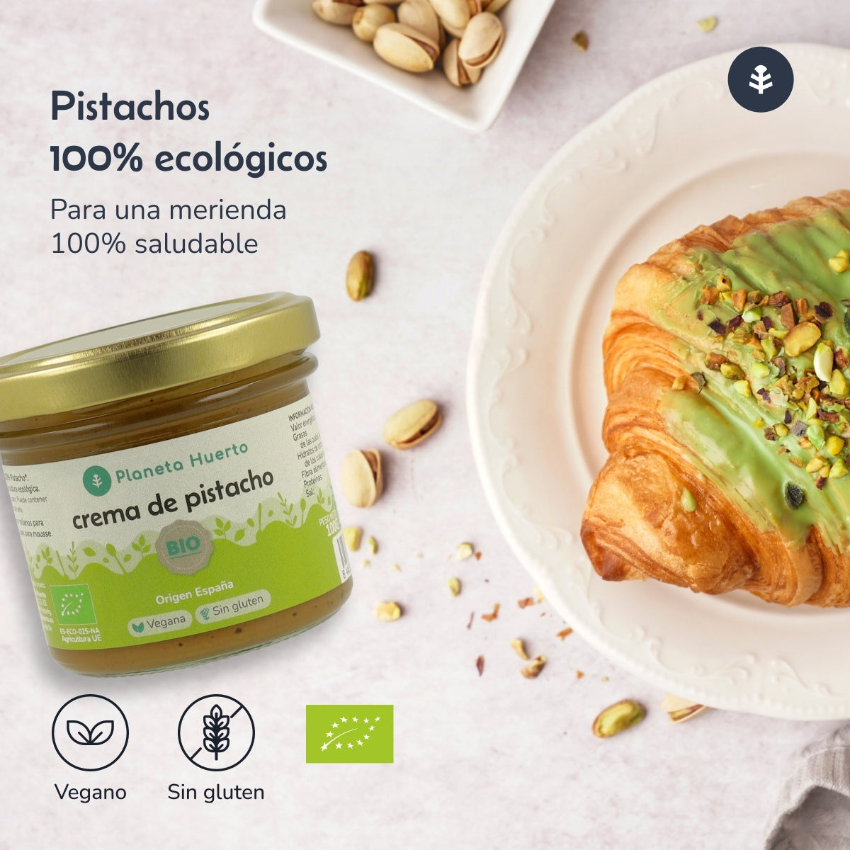 Lot de 2 pots de crème de pistache 100 % bio Planeta Huerto 100 g