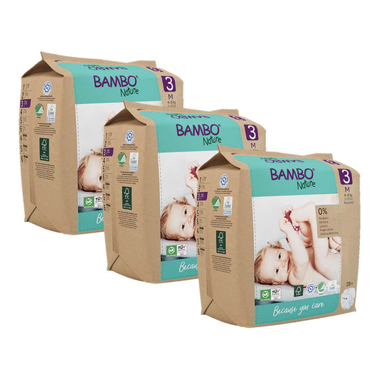 Packung Bambo Nature Windeln Größe 3 (4-8 kg), 3 x 28 Stück