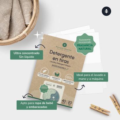 Lessive et adoucissant Eco-Strips Planeta Huerto 40 lavages