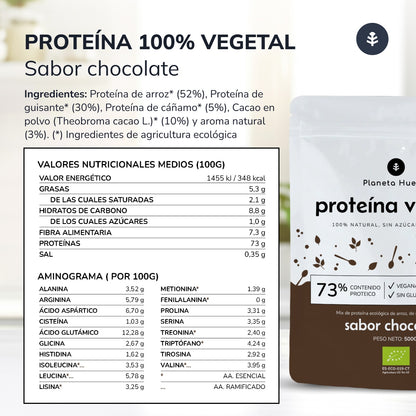 Plantaardige Eiwit ECO 73% chocolade Planeta Huerto 500 g