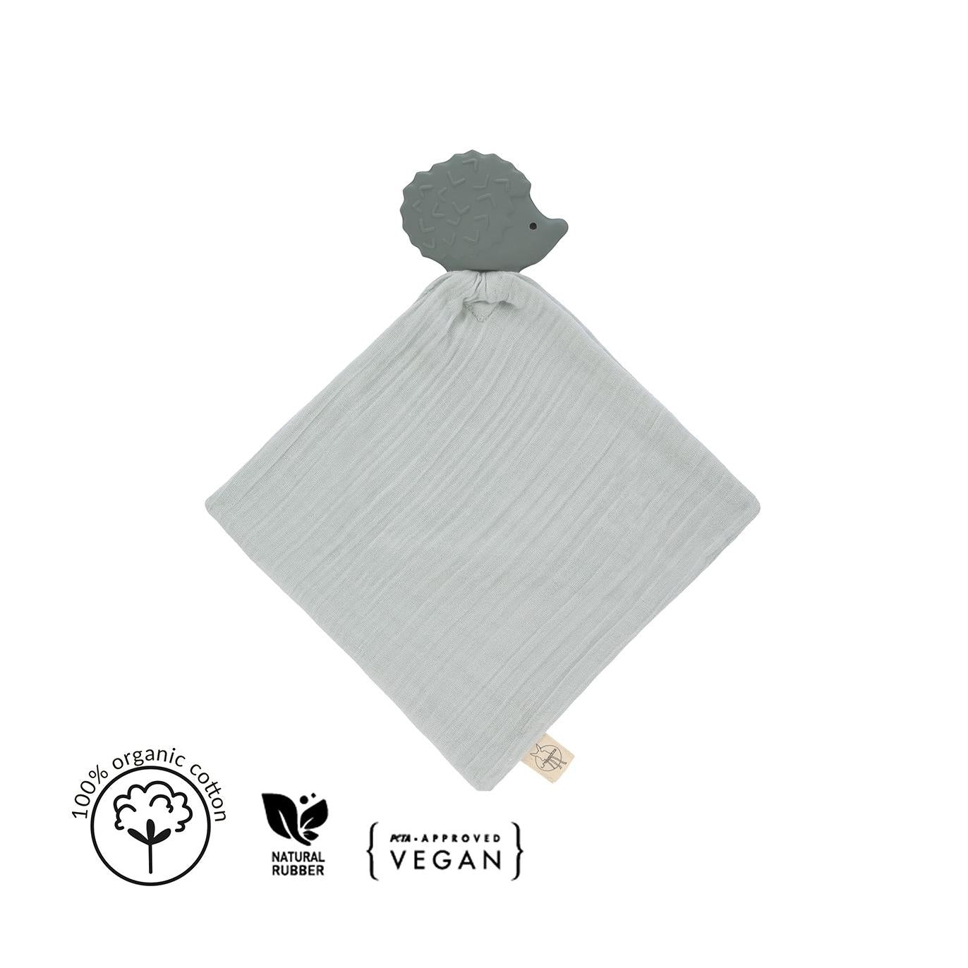 Grey hedgehog teether muslin cloth Lässig