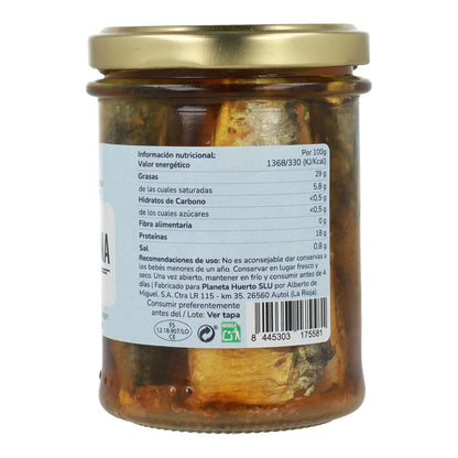 Opakowanie 6x Sardynki w oliwie z oliwek ECO Planeta Huerto 190 gr