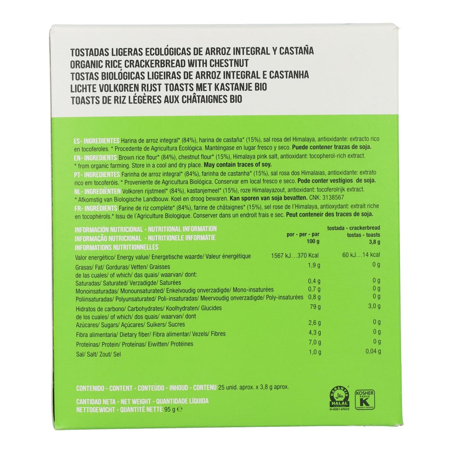 Toasts Soria Natural Light au riz et aux châtaignes 95 g