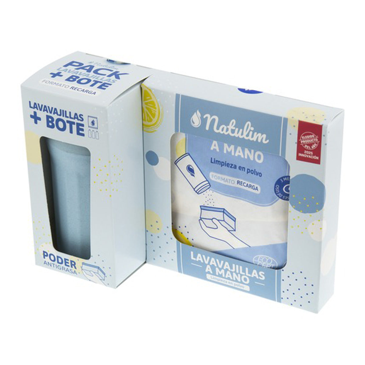 Afwaspoeder voor de hand Pack (bus + navulling) citroen Natulim