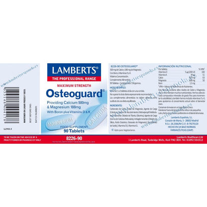 Osteoguard Calcium, Magnésium, Bore et Vitamines D et K Lamberts 90 comprimés
