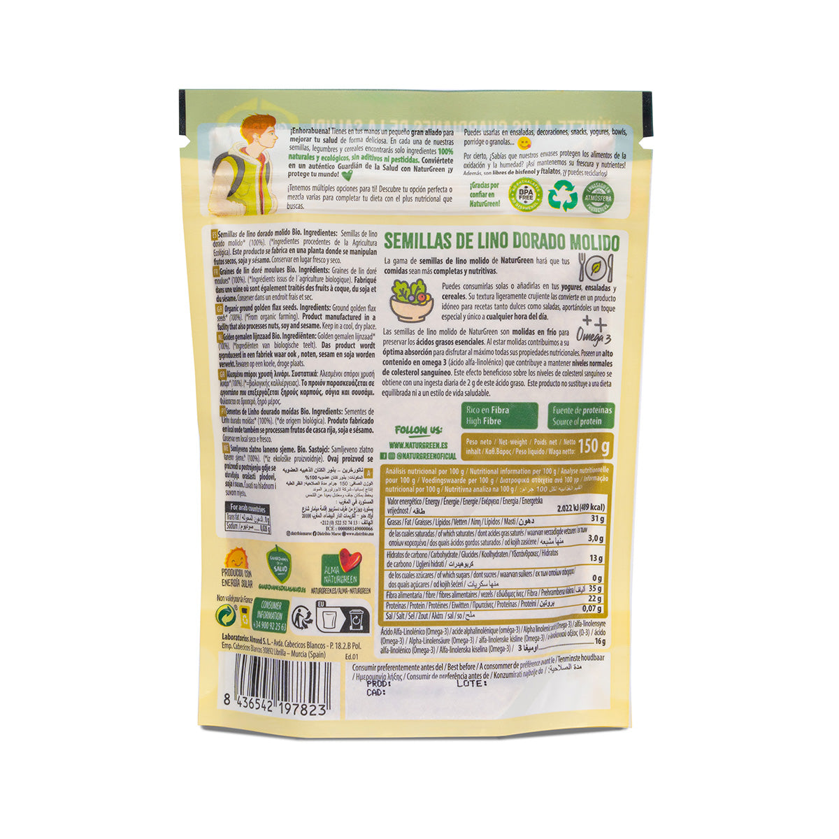 Graines de lin doré moulues biologiques NaturGreen 150 g