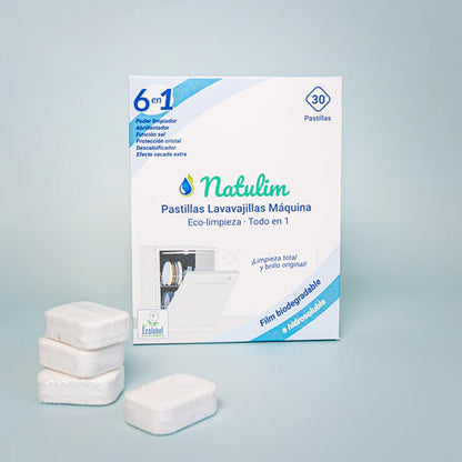 Lot de 2 paquets de tablettes lave-vaisselle Eco 6 en 1, Natulim, 30 unités