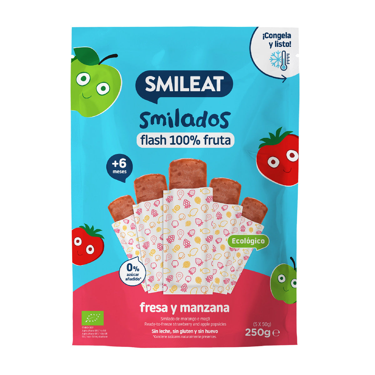 Pack Mix SMILADOS glaces flash pour enfants 100 % fruits BIO Smileat 3 unités de 250 g