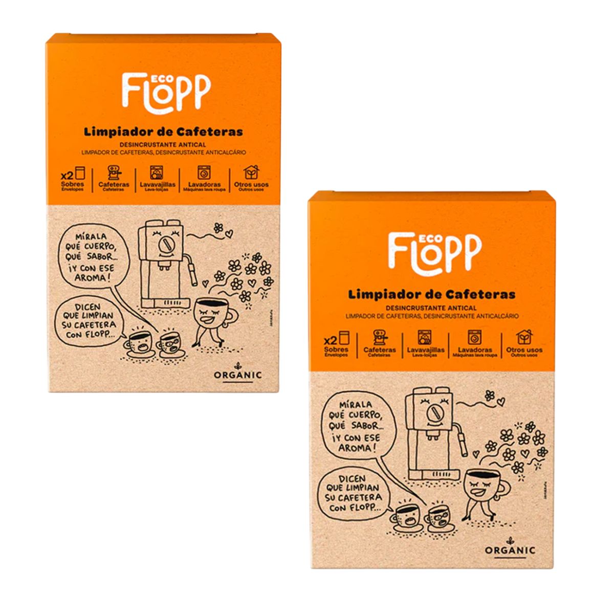 2er-Pack Kaffeemaschinenreiniger – 1 Etui mit 2 Beuteln Flopp