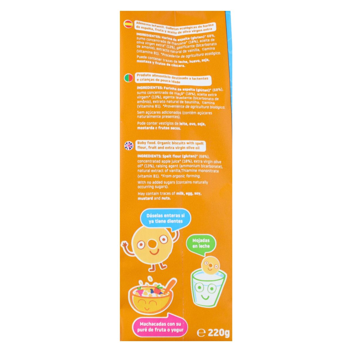 Biscotti ECO per bambini di farro con mela Smileat, 220 g